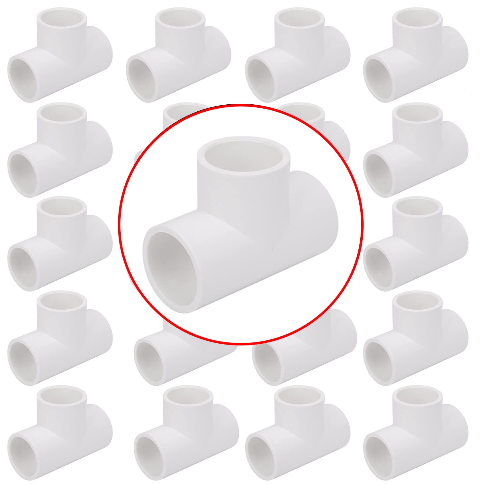 20 Pack 3/4in Tee 3 Way PVC Pipe Fittings Connector, Furniture Build Grade SCH40 Elbow Fitting for DIY Garden Shelf (Socket x Socket Socket) Contractor