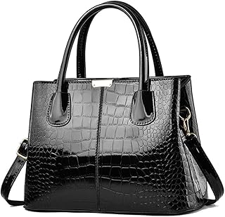 Women Handbags Classic Top Handle Purse Shiny Patent Leather Crocodile Pattern Tote Bags Satchel Handbag Shoulder Bag
