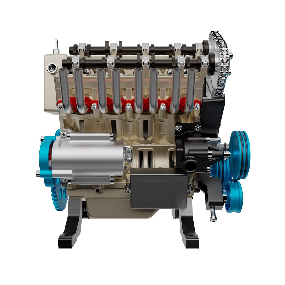 1/3 V8 Verbrennungsmotor Bausatz, 500+Stück Metall V8 Motormodell, 8-Zylinder Mechanischer Motor Modellbausatz für Physik Experimentierspielzeug, Geschenk für Erwachsene