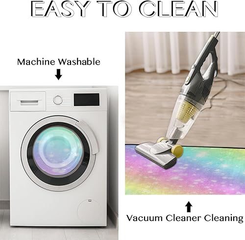 Miniatura 4 de Juego de 2 tapetes de cocina con diseño de arco iris de galaxia para piso, tapete acolchado antifatiga, de pie y cómodo para escritorio, fregadero,