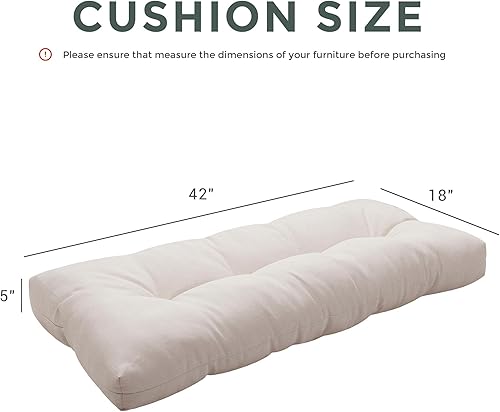 Miniatura 3 de Magpie Fabrics Cojín de banco para interiores y exteriores, 42 x 18 pulgadas, antideslizante, resistente al agua, largo, cojín de sofá biplaza para