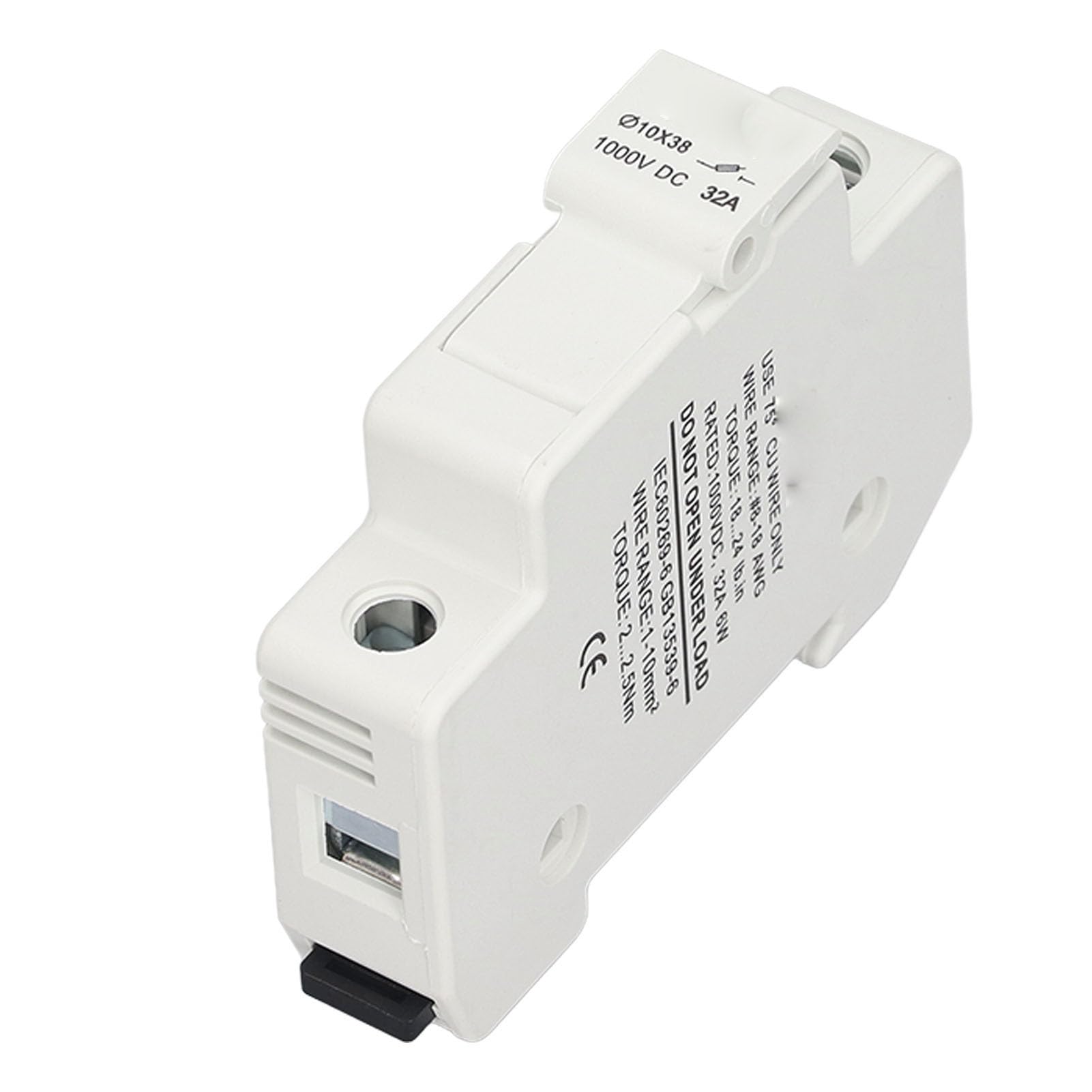Set di fusibili fotovoltaici solari in Materiale ignifugo PA66 con 4 Supporti per Montaggio su Guida DIN e 6 fusibili cilindrici - CC 1000 V 32 A 10 x 38 mm per la Protezione di