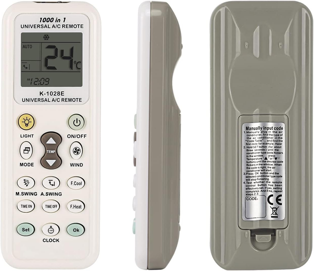 Universal Air Conditioner Remote Control for LG Gree Midea Toshiba Haier Daikin Hitachi Sharp Panasonic Samsung Sanyo Hisense Fujitsu Whirlpool Bosch and More Than 1000 Brands A/C Controller