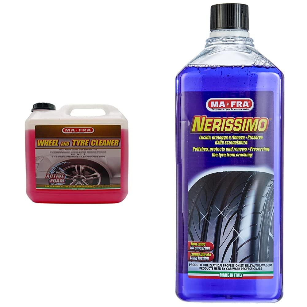  Ma-Fra Bianchissimi Tyre Cleaner per Auto 4500 ml - Liquido Concentrato Alta Potenza per Copertura, Protezione, Rinvigo