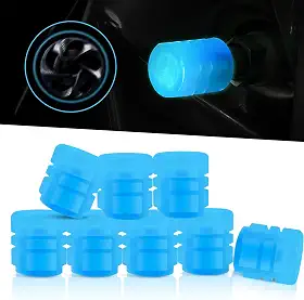 Miytsya Haste de válvula de pneu com tampa de rodas luminosas, brilho luminoso à noite, tampa de ar fluorescente, tampa de válvula de roda automotiva iluminada para carro, SUV, motocicleta, caminhão, veículo (azul)