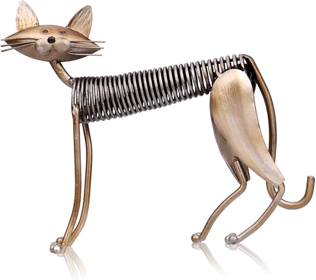 Tooarts Metal Cat Gifts Sculpture Figurine Animal Gifts Set Office Ornament Crafts Interior for Cat Lover Living Room Decorations,Standing Cat
