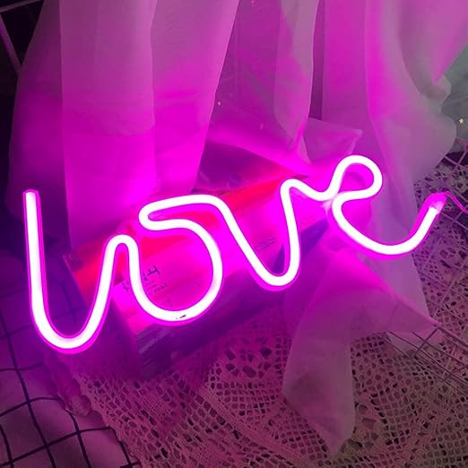 X4cart Love Neon LED Light Sign for Room Decoration Accessory, Table Decoration, Gifts, Night Light with (USB+Battery)(Pink)