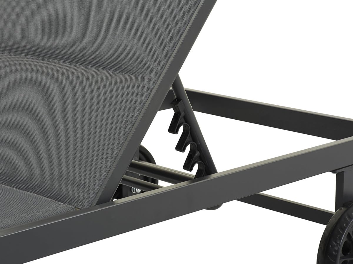 Bain de Soleil textilène matelassé et Aluminium Bella - Phoenix - Gris foncé