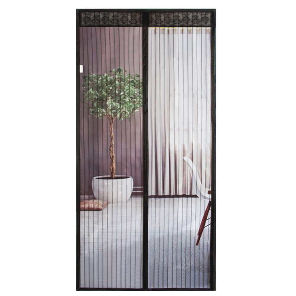 Home-organizer TechMagnetic Screen Door with Heavy Duty Mesh Curtain Screen Door Mesh Mosquito Screen, Full Frame Magic Strap Fit Doors Up To 36-82 Inch Max (BLACK)