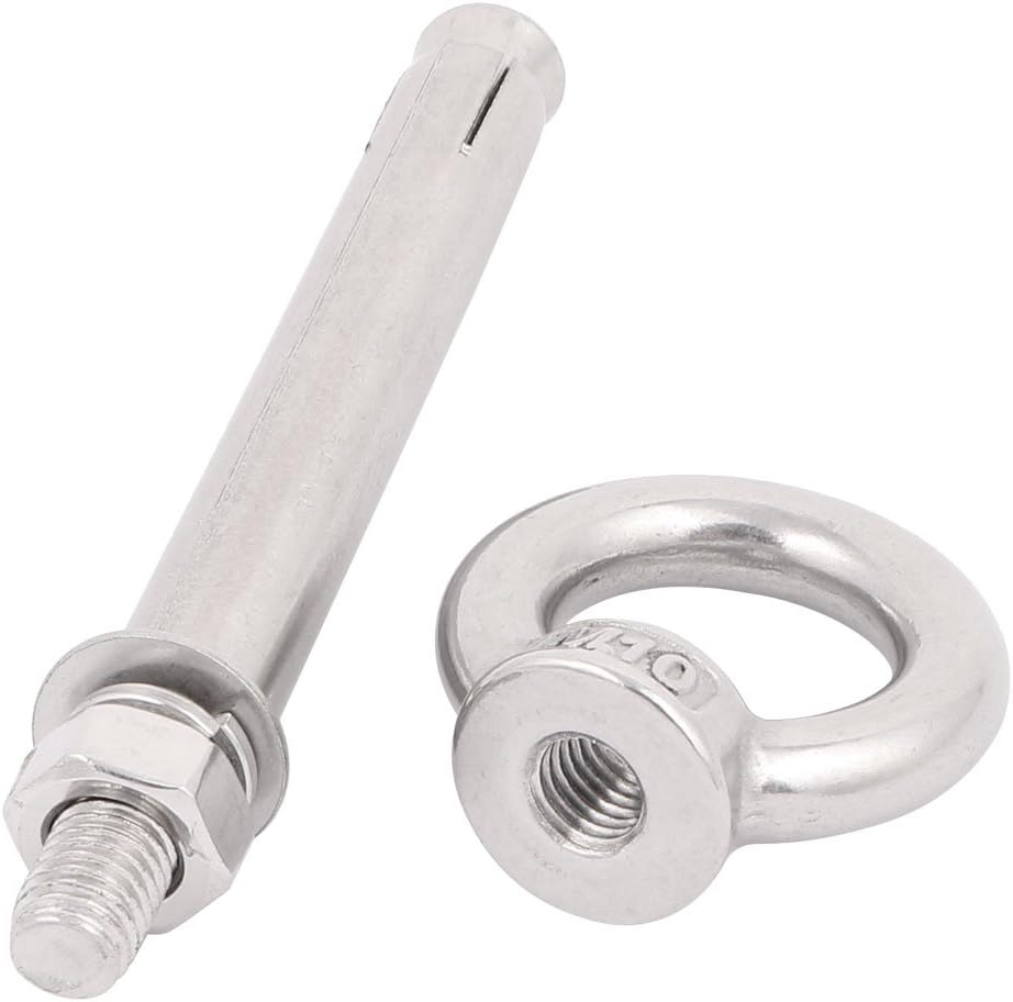 Aexit 2Pcs Wire Transmission Rope 304 Stainless Steel Expansion Anchor Eye Bolt M10 x 120mm