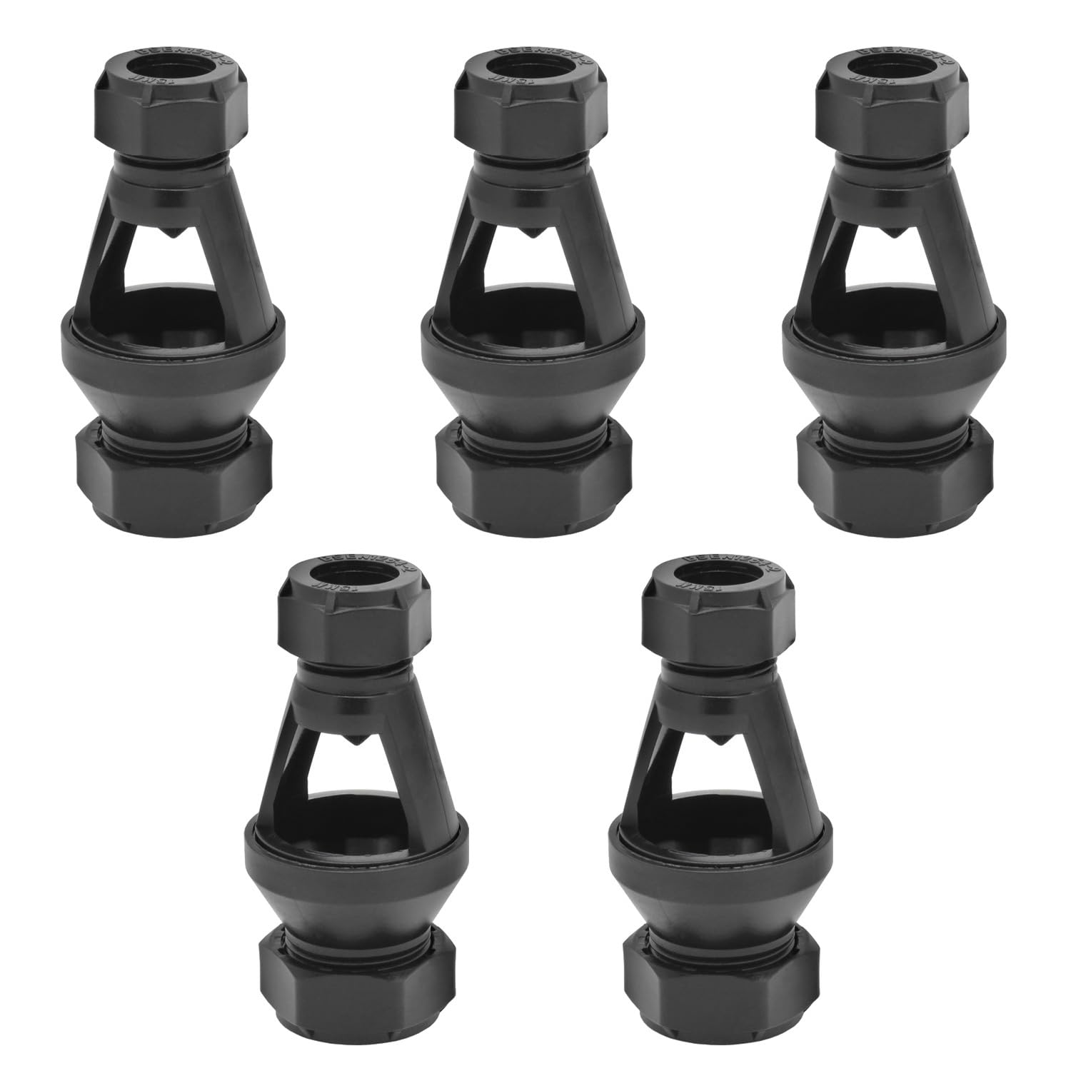 Unvented Components Europe Black Universal Straight Tundish 15Mm X 22Mm For Unvented Hot Water Cylinders, Large Viewing Window, Antispray Nozzle (Five Pack)