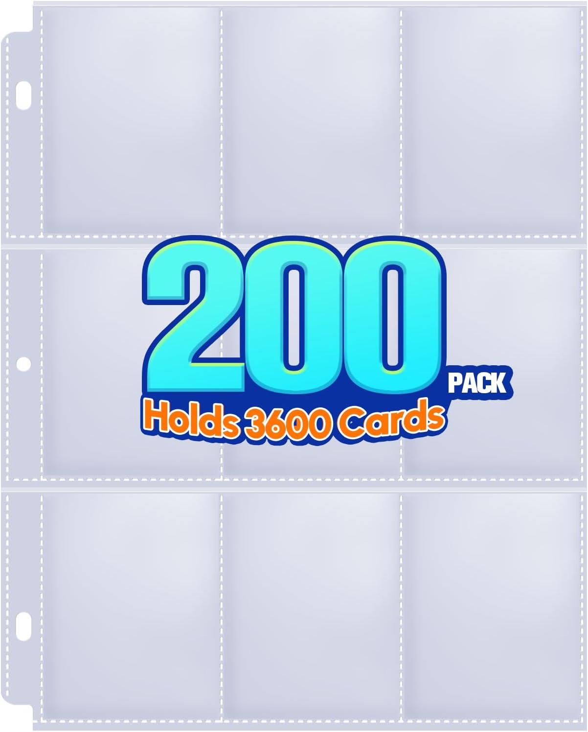 80 Pack 9 Pocket Trading Card Sleeve Pages,Page Protectors Card Sleeves Binder Sheets for 3 Ring Binder,Card Binder Sleeves for Baseball, Football, Game Sport Business Cards