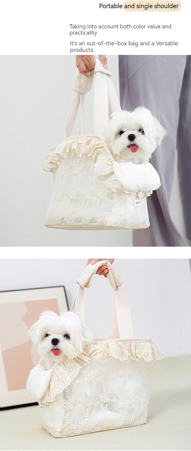 Puppy Carrier Dog Walking Torby Zwierzęta Domowe Akcesoria Dla Psów Koronkowa Mini Torba Transportowa Dla Psa Cute Chihuahua Pet Products, S