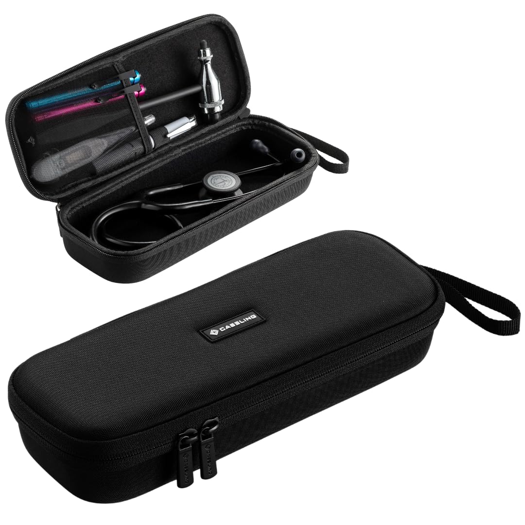 caseling Stethoscope Case For 3M Littmann Classic III, Lightweight II S.E, Cardiology IV Diagnostic, MDF Acoustica - Hard Case for Medical Tools with Pocket for Nurse Accessories - EVA Nursing Holder