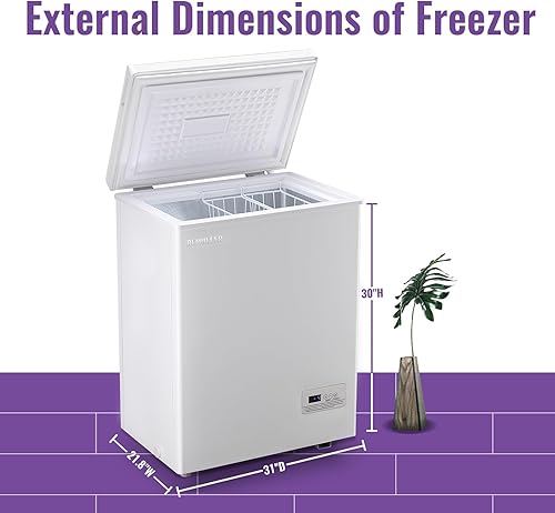 Miniatura 6 de DEMULLER Congelador de pecho de 3.5 pies cúbicos, congelador compacto independiente con panel de control electrónico, congelador de puerta abierta