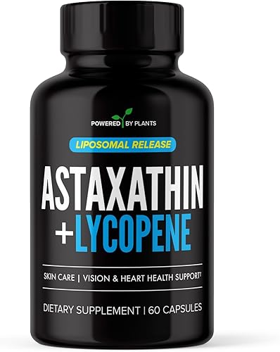 Astaxantina liposomal 24 mg + licopeno 50 mg - 60 cápsulas Potente antioxidante para ojos, piel, corazón e inmune Complejo de microalgas naturales
