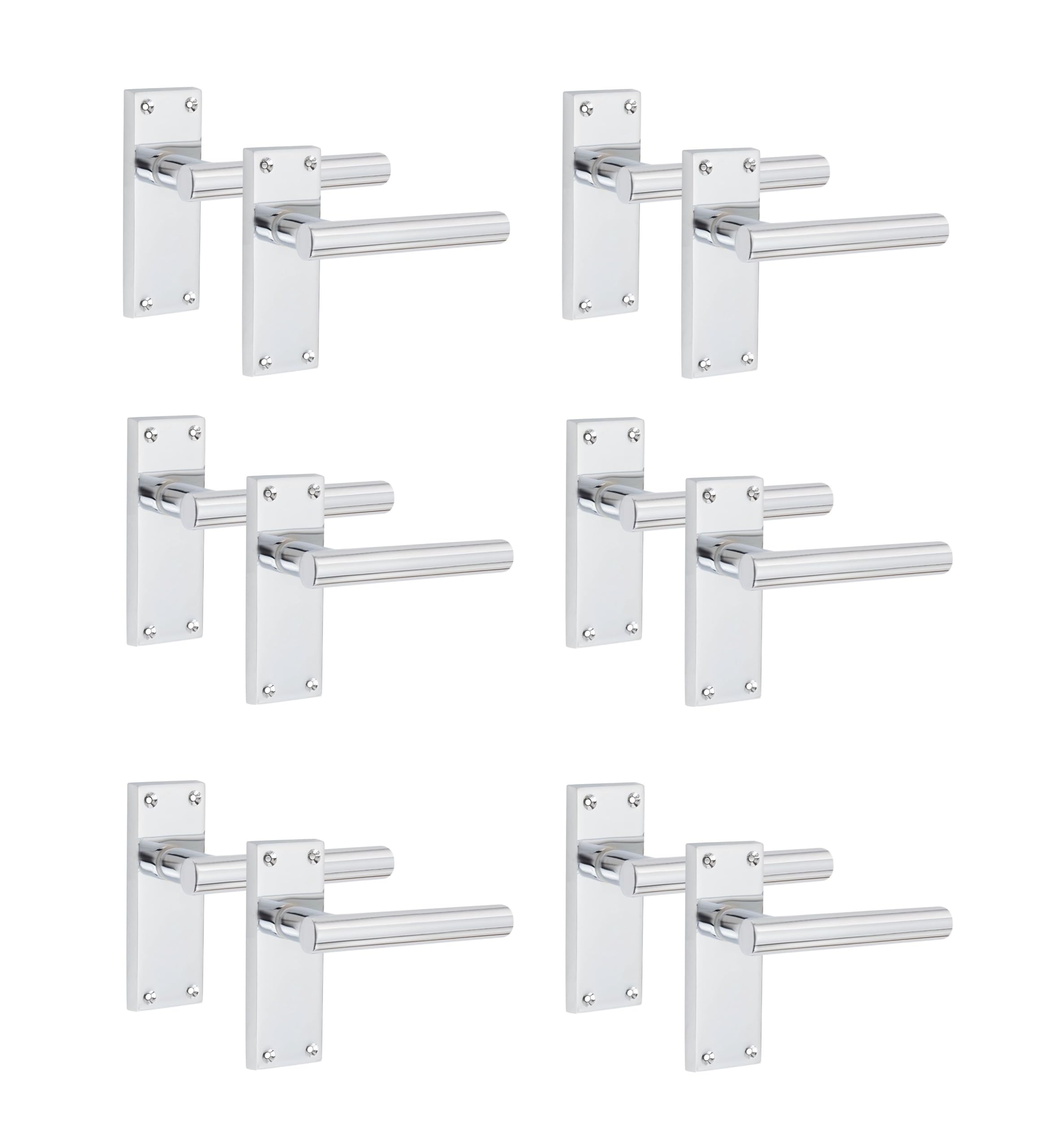 Golden Grace Victorian Straight T-Bar Latch Handle Set Silver Polished Chrome 120 X 40Mm 6 Pack