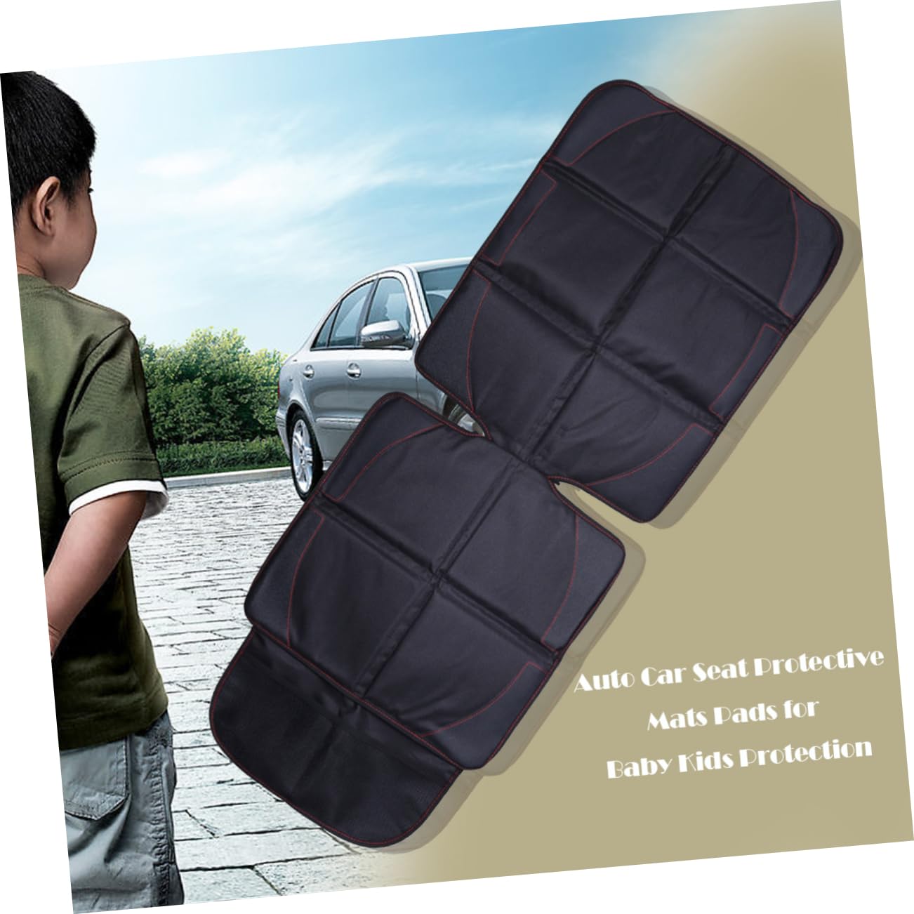 BESTOYARD Protezione per Seggio Auto per Bambini, Lavabile, Tasche, Nero