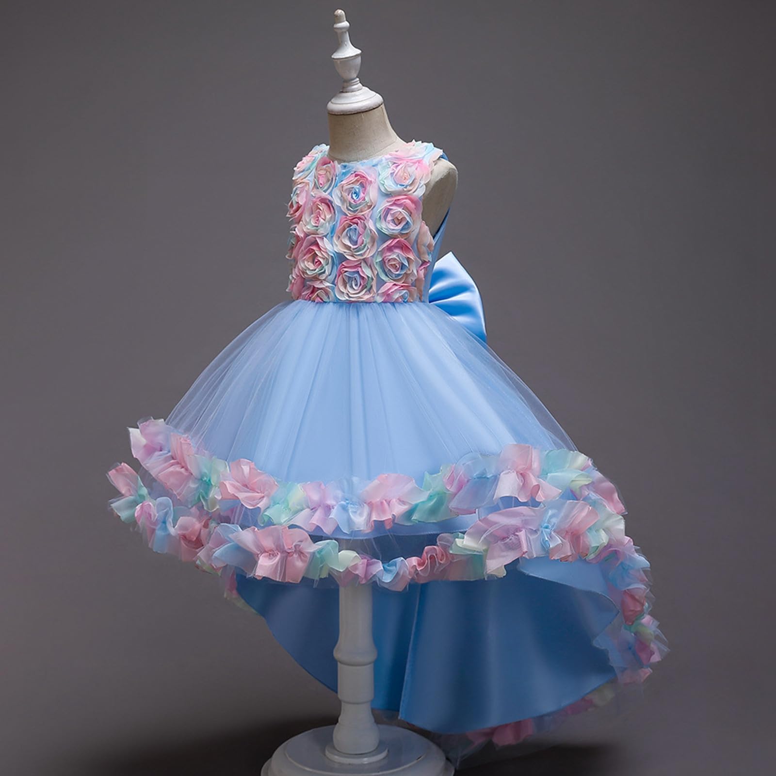 Abito da ballo in tulle, per bambini, alla moda, per ragazze, con scollo rotondo, elegante, da principessa, senza maniche, per feste, casual, per l'autunno