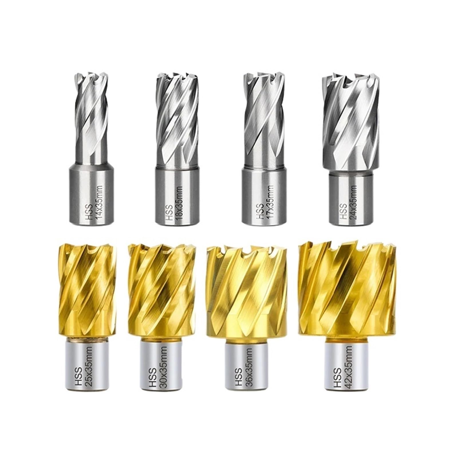 Punta da trapano anulare HSS con gambo cavo rivestito in TiN, apri fori for taglio metalli da 6-60 mm(Titanium Coated,44x35mm)