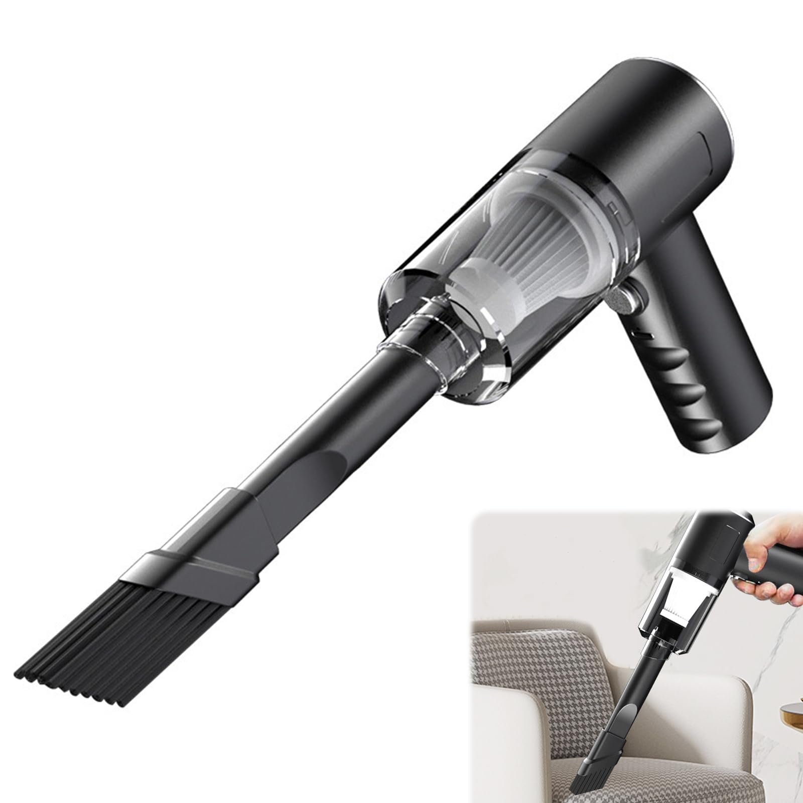 SiumPklay Handheld Car Vacuum Cleaner Cordless, 3000Pa Strong Suction 4-in-1 Portable Vacuum & Blower with Washable Filter Rechargeable for Pet Hair Car Home Office - Black