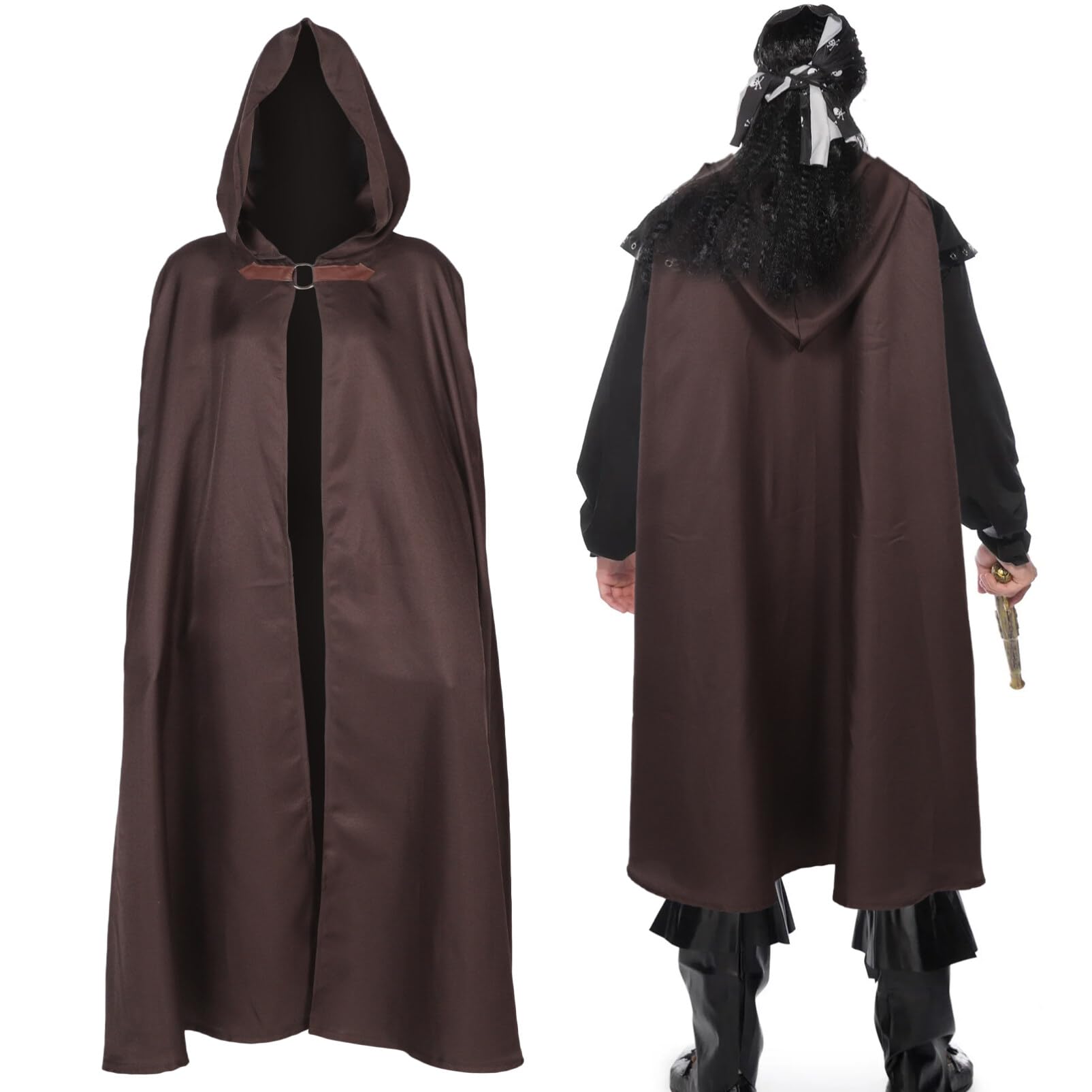 Cape Médiévale à Capuche pour Halloween Ambiance Halloween Homme en Tissu