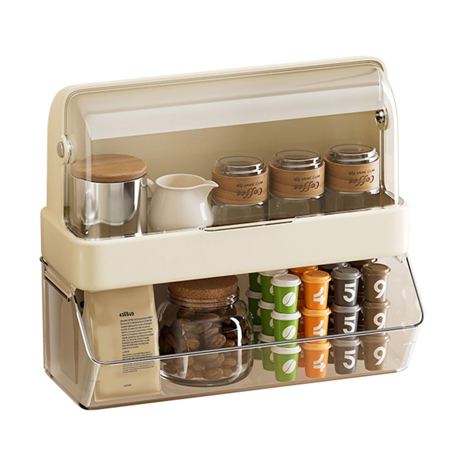 Buxuaaaa Layer Teas Bag Storage Organizers with Dustproof Lid for Countertop Kitchen Pantries Desktop Decoration Dustproof Teas Storage Rack for Desktop