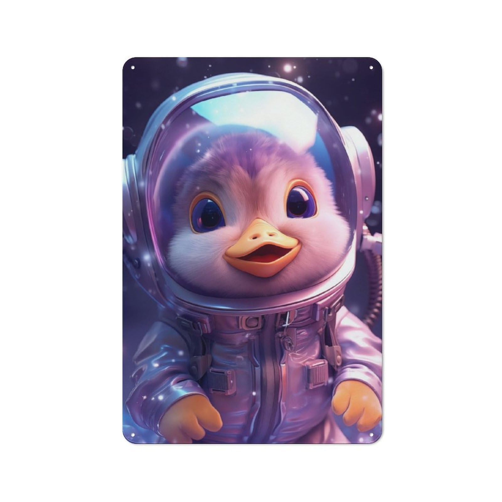 Junmoney Space Baby Duck Vintage Tin Sign 30X20cm For Garden Room Or Summerhouse, A Housewarming Gift For Outdoor-Room Decor Collectors