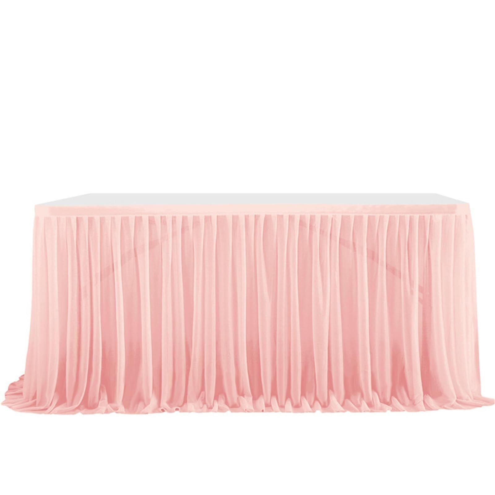 WWQQKJ Tulle Table Skirt, Romantic Fluffy Tulle Desk Gauze for Cakes, Birthdays, Baptisms, Wedding Tables, Christmas Decoration(Arancione Rosa,8FT/243x77cm)