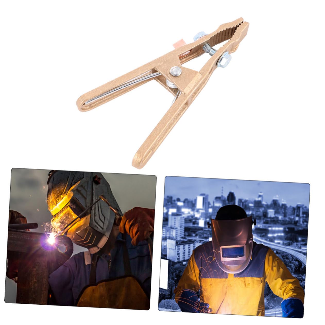 VILLCASE Electroplated Copper Welding Ground Clamp for Manual Welder Heavy Duty Ground Cable Clip Suitable for Arc Resistance Welding High Conductivity Wear Resistance