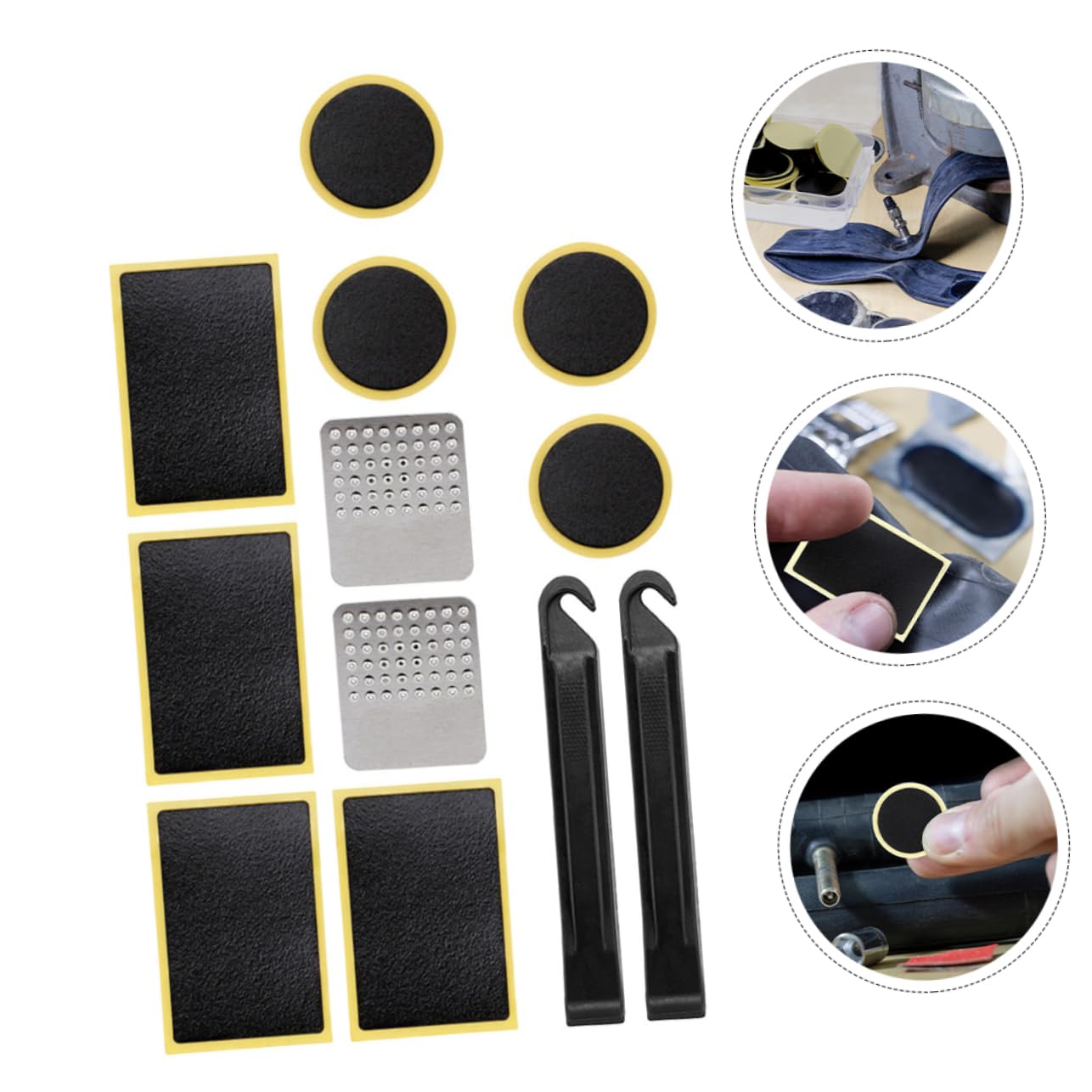 Abaodam 2 Sets Bike Tire Repairing Sticker Patch Tool Compact Kit for Cyclists