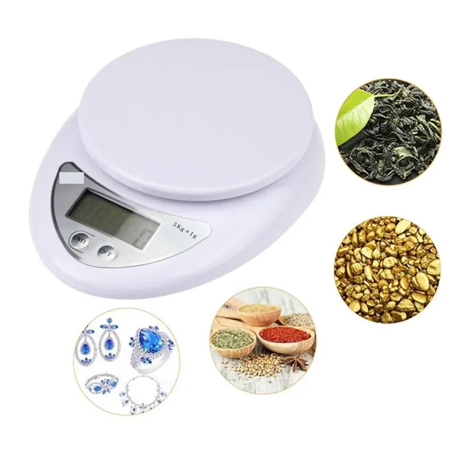 Báscula de cocina, Báscula digital portátil LED de 5 kg for alimentos, báscula electrónica cocina, pequeña, con pesaje en gramos,para hornear, café, joyería