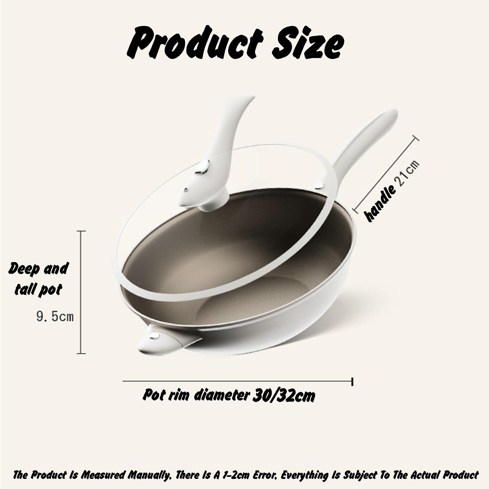 Genérico Wok, Con Mango Integrado, Woks De Fondo Plano Pre-sazonados Aleación Titanio Tapa Vidrio, Utensilios Cocina Resistentes(30cm)