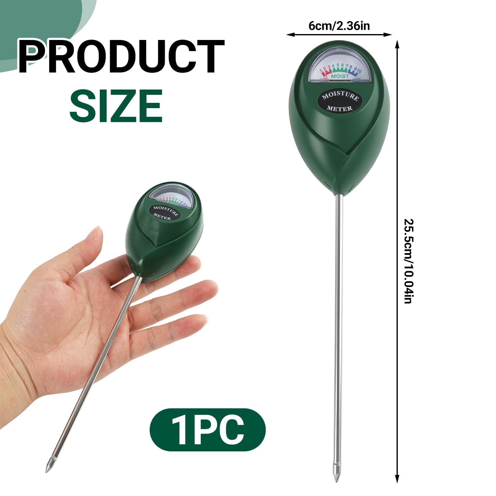 medidor Humedad Plantas, Higrometro de Suelo para Interior y Exterior, Monitor de Riego con Esfera Grande y Precisa, No Requiere Baterías, Cuida Tus Flores y Jardín con Eficiencia Gadget