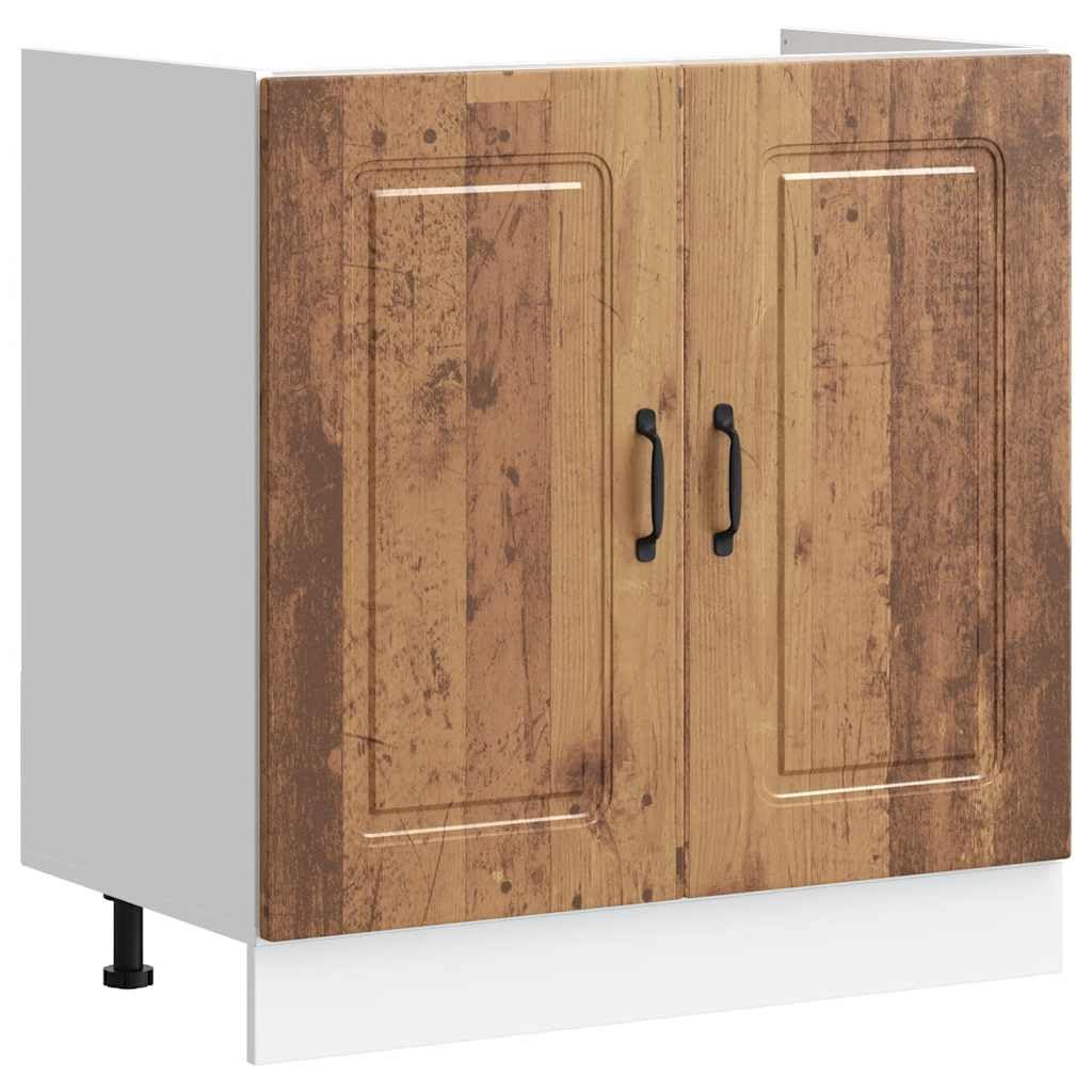 IKAYAA Armario Bajo para Fregadero Kalmar, Mueble Fregadero Cocina, sin encimera, 80 x 46 x 81.5 cm Madera Antigua