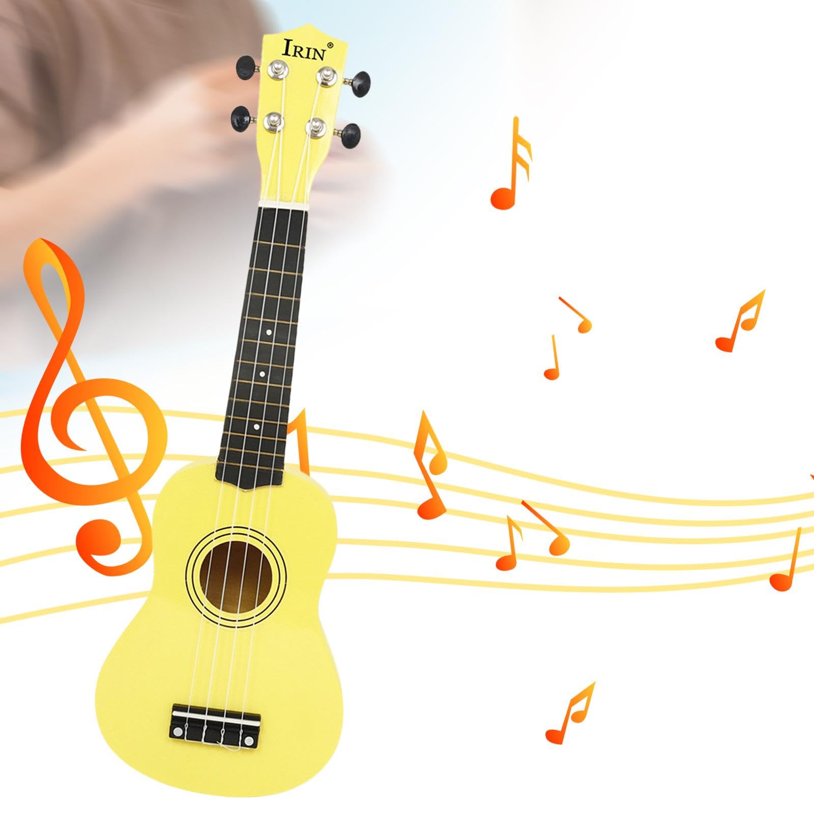 Ukulélé pour Débutants, Instrument de Musique pour Enfants, Mini-guitare à 4 Cordes pour Développer Les Compétences Musicales Des Bébés D'âge Prés, jaune