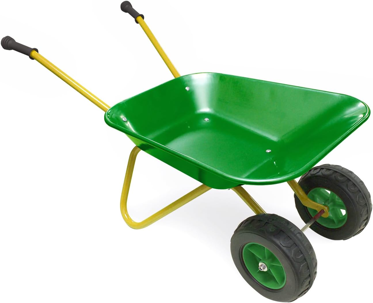 Kids Wheelbarrow Set,Child Wheelbarrow for Kids,Toddler Wheelbarrow,Metal Wheelbarrow Heavy Duty,Carretilla 2 Wheel Barrow Gift Toys for Kid,Children Indoor Outdoor (Green)