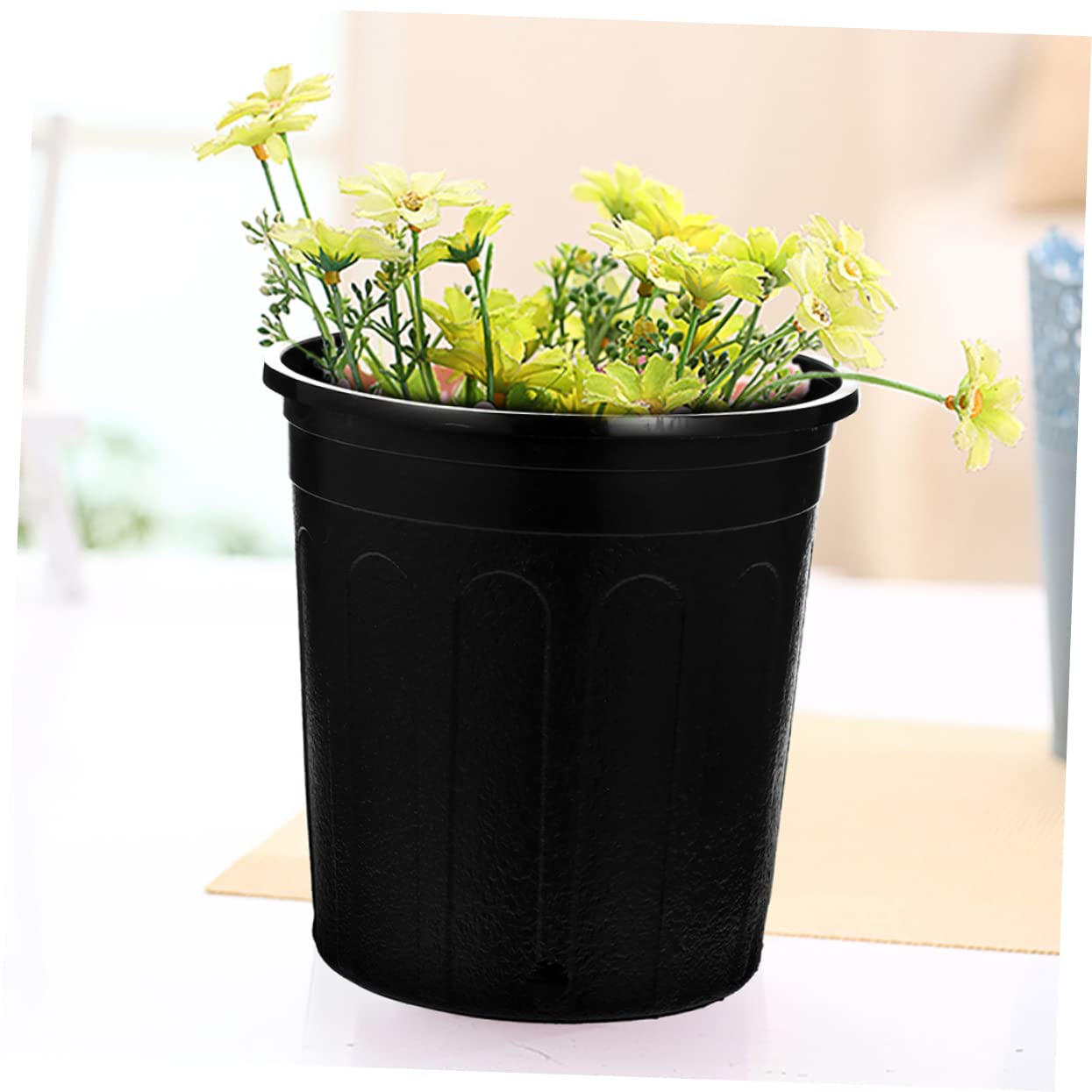Sosoport Paquete De 25 Macetas para Plantas De Inicio De Plástico Resistente De 1 Galón De Color Negro con Diseño Simple Y Drenaje para El Hogar Y El Jardín