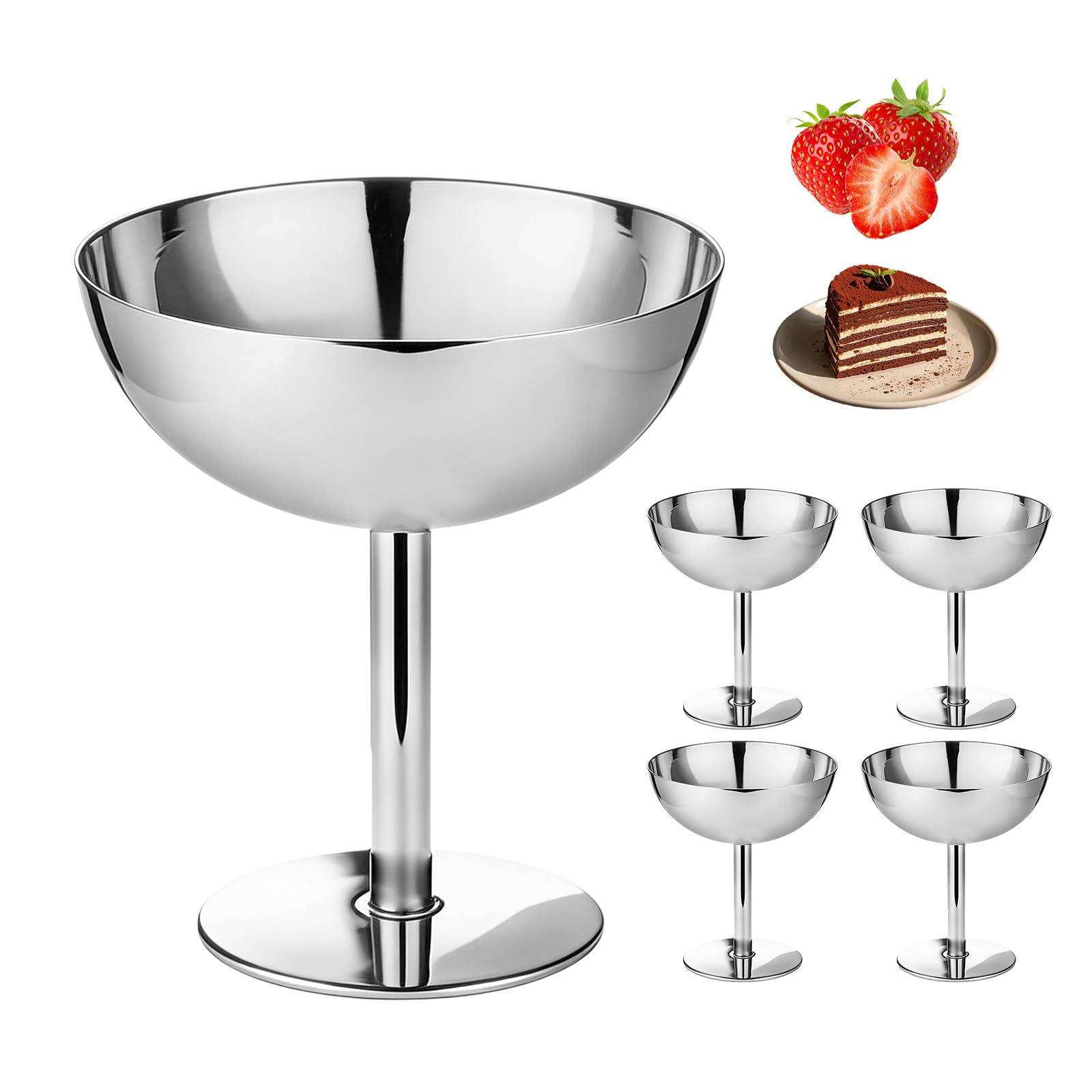 4 Pezzi 150ML Tazza Per Gelato In AcciaioS InossidabileS,Coppe Vintage In Acciaio Inossidabile,Ciotole Per Gelato In Acciaio Inossidabile Per Gelati,Dessert,Coppe Gelato,Matrimoni,Feste,Ristoranti