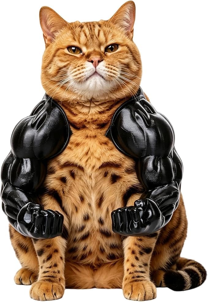 Halloween Pet Costume Cat Hero Muscle Arms,3D Printed Muscle Costume