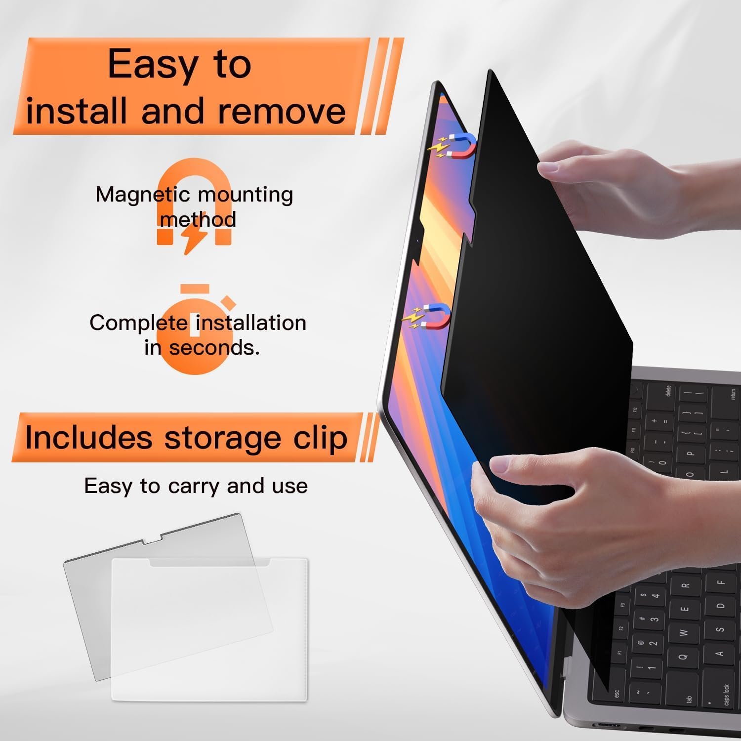 Mamol Privacy Screen for MacBook Pro 13" (2016–2022, M1/M2) & MacBook Air 13" (2018–2021, M1), Removable Anti-Spy Filter with MagicSuction Attachment - 3