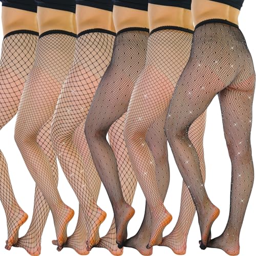 Image of ToBeInStyle Women's Pack of 3 or 6 Diamond Net Fashion Fishnet Sparkle Hosiery Pantyhose