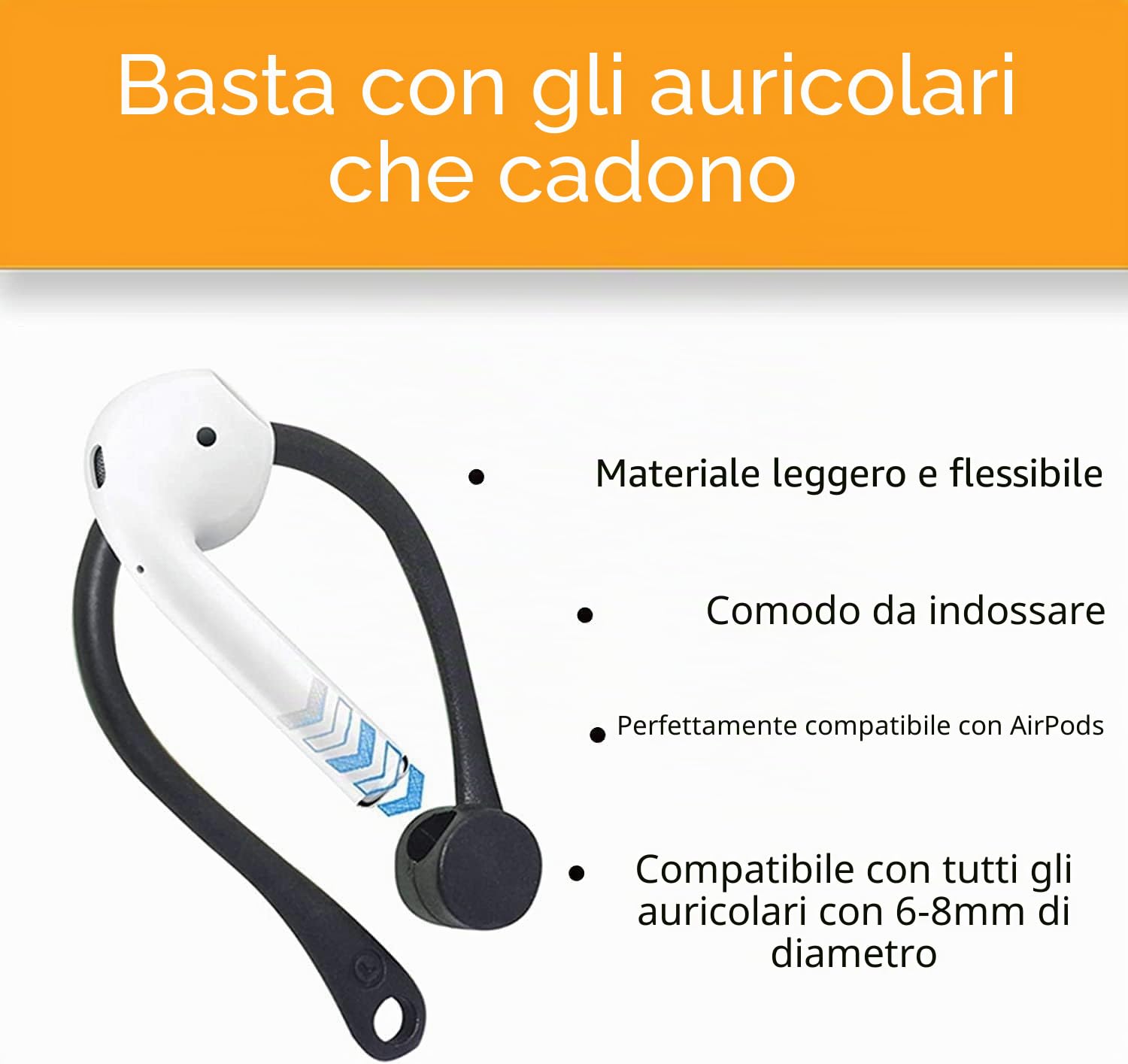 LATRAT 4 pezzi di archetto per auricolari Drop, sport, accessori per cuffie, ganci compatibili, perfetti per sport e attività all'aperto, comfort duraturo