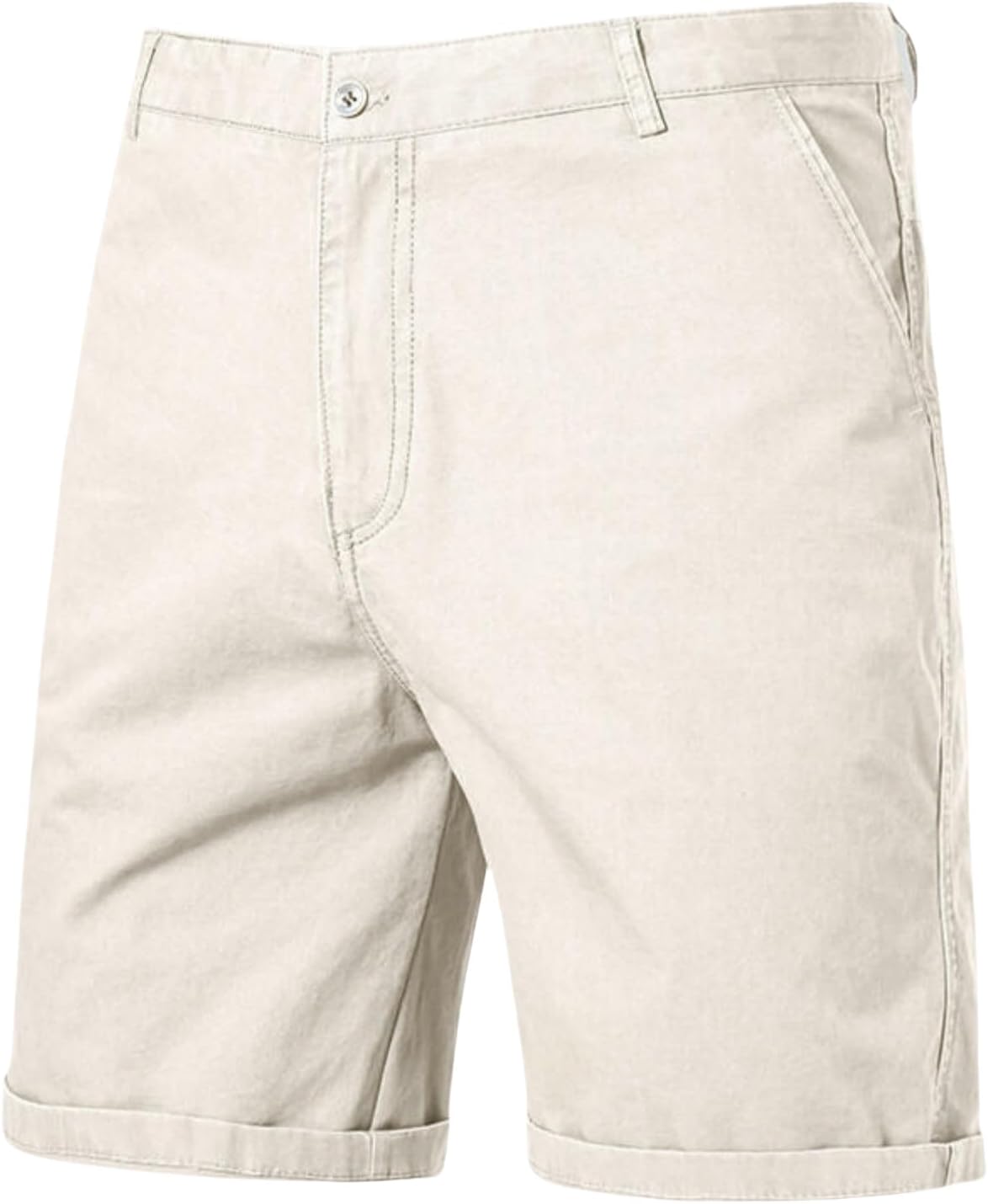 Men's Summer Solid Cotton Straight Casual Five-Point Shorts