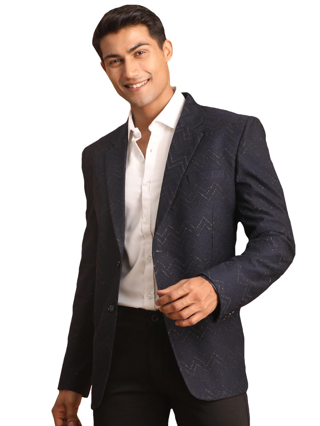 vastramay Men's Navy Blue Silk Blend Blazer | Imported Fabric Blazer for Men-picture-35