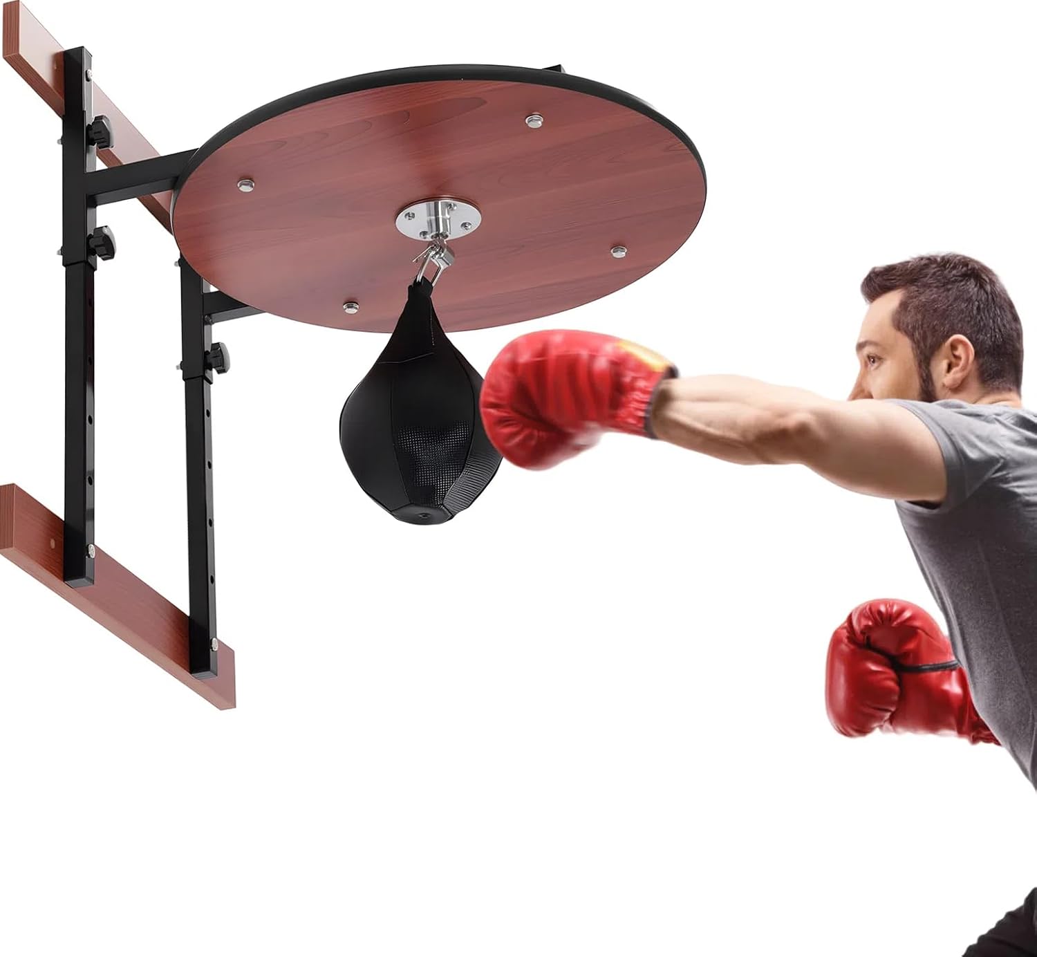 Wall Mount Speed Bag Platform 5 Gears Adjustable Height Professional Speed Bags for Boxing Speedbag Black Swivel Ball