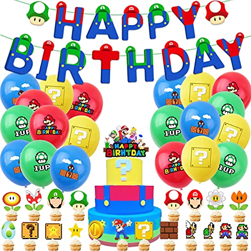 Super Mario Geburtstag Deko Kinder Mario Geburtstagsdeko Mario Luftballons Mario Kindergeburtstag Party Dekoration Jungen Mario Kuchendeko Cupcake Topper Cover