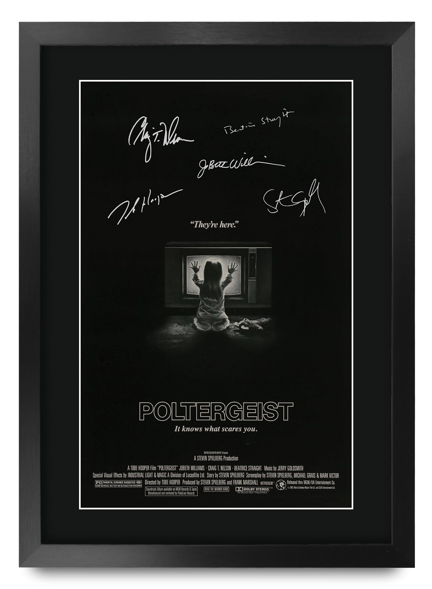 HWC Trading FR A3 Poltergeist (1982) Geschenke Geduckter Poster Signiertes Autogramm Foto für Fans von Film Memorabilien - A3 Gerahmt