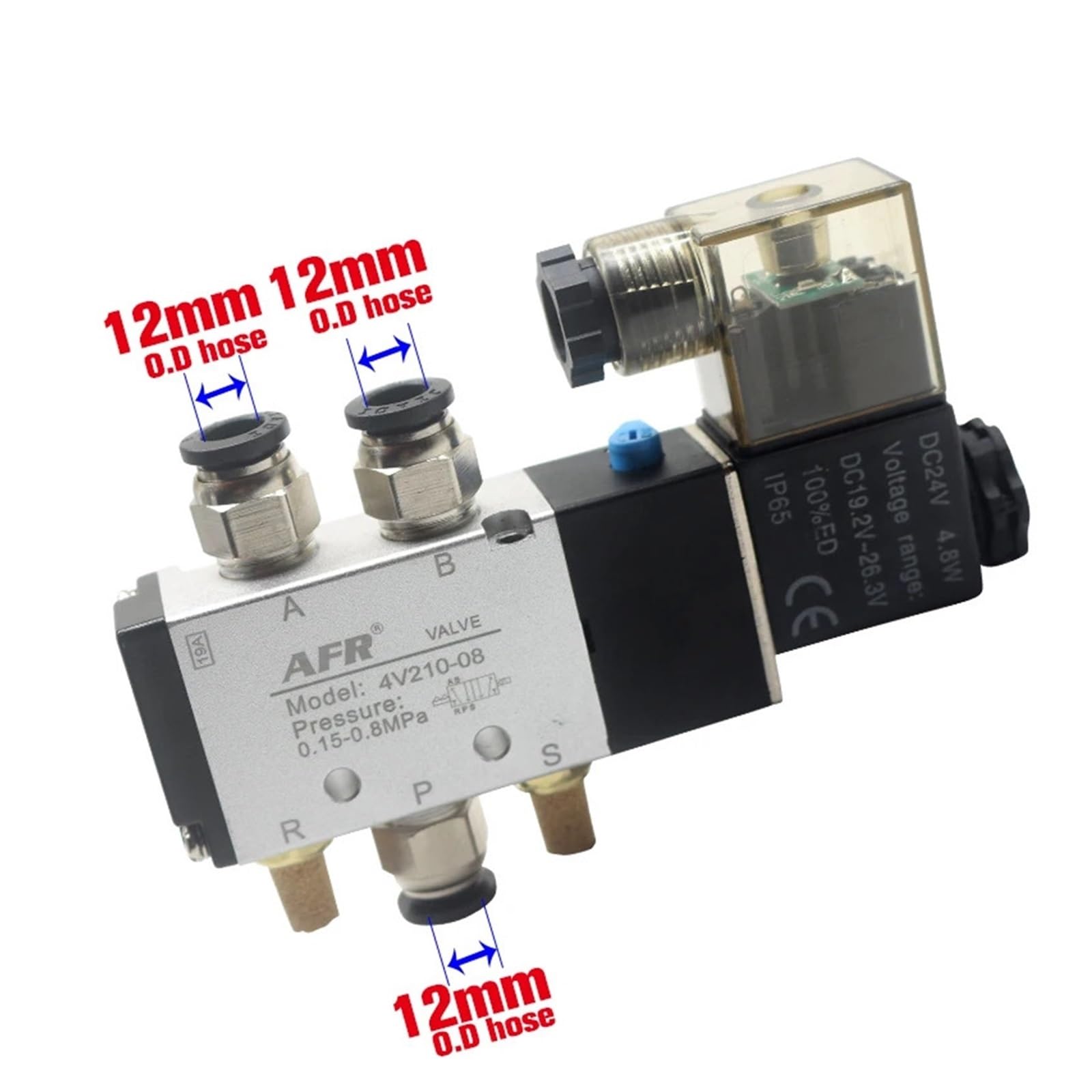 Válvula de Aire 4v210-08, válvula neumática Bobina Simple, 2 Posiciones, 5 vías, solenoide, 12 V, 24, 110, 220, eléctrica, magnética(AC110V)