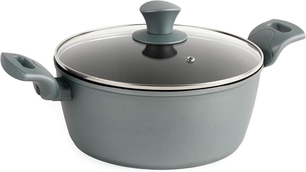 Progress BW09802GWK Shimmer Collection Stockpot with Lid, 7 X Tougher Non-Stick Coating, Metal Utensil & Dishwasher Safe, Suitable for Induction Hobs, Forged Aluminium, Soft-Touch Handles, 24 cm